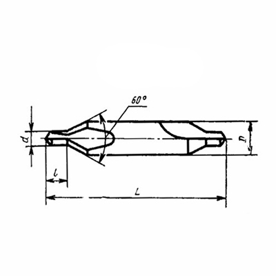 Чертеж Сверло центровочное Ø2,5, хв. 6,3 мм, Р6М5